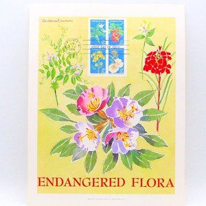 Endangered Flora Stamp Illustration Wall Decor